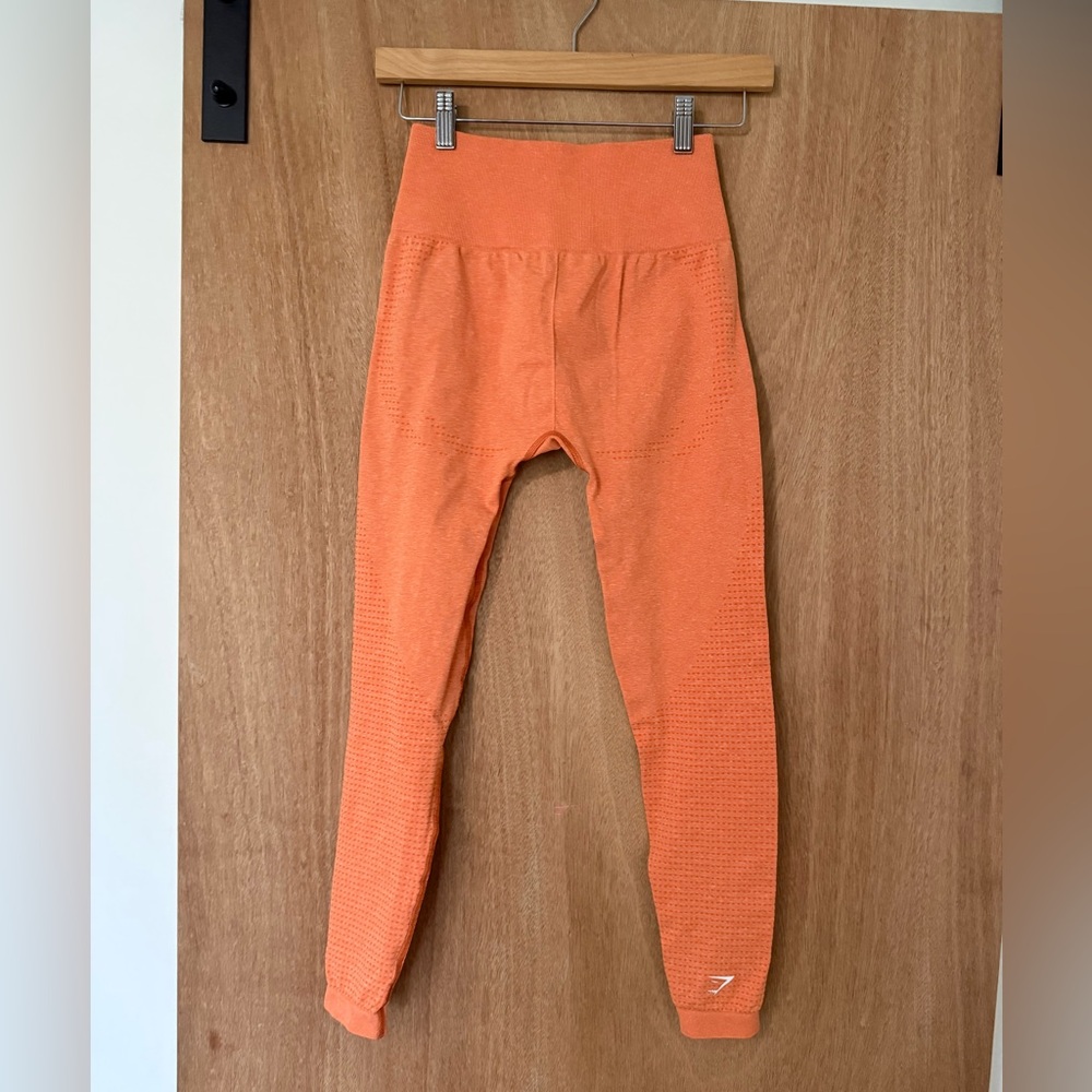 Gymshark Vital Crop Top long sleeve & leggings set apricot gym workout -S - Picture 6 of 15